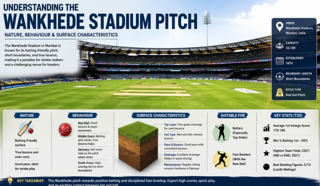 Understanding the Wankhede Stadium Pitch: Nature, Behaviour & Surface Characteristics