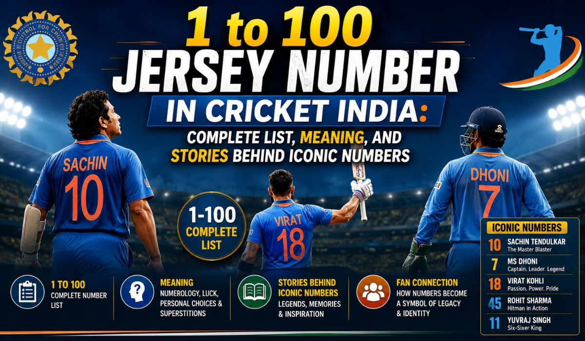 1 to 100 Jersey Number in Cricket India